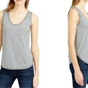 J Crew Tank Top Studded Women's Heathered Gray Gun Metal Soft  Scoop Neck Hem S